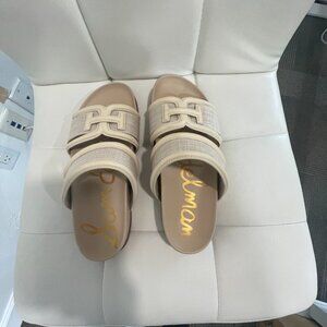 Sam Edelman Rowan Sandals • Neutral Beige Double Strap Flat Slides Women’s 7